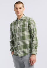 Buffalo David Bitton Saroz Men's Long-Sleeve Plaid Shirt color HEDGE GREEN
