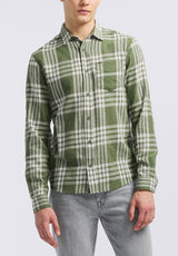 Buffalo David Bitton Saroz Men's Long-Sleeve Plaid Shirt color HEDGE GREEN