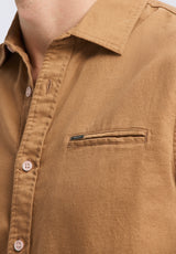 Buffalo David Bitton Simbio Men's Long-Sleeve Linen Blend Fitted Shirt color WOODSMOKE