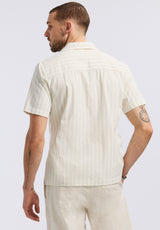 Buffalo David Bitton Salaman Men's Short-Sleeve Striped Camp Shirt color GREEN OLIVE