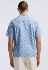 Buffalo David Bitton Sonix Men's Short-Sleeve Wave Pattern Relaxed Fit Camp Shirt color WHALE