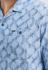 Buffalo David Bitton Sonix Men's Short-Sleeve Wave Pattern Relaxed Fit Camp Shirt color