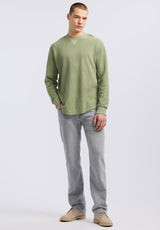 Buffalo David Bitton Kaleb Men's Long-Sleeve Crewneck Top color HEDGE GREEN