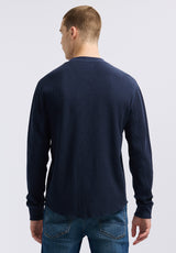 Buffalo David Bitton Kaleb Men's Long-Sleeve Crewneck Top color MIDNIGHT BLUE