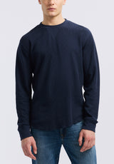 Buffalo David Bitton Kaleb Men's Long-Sleeve Crewneck Top color MIDNIGHT BLUE