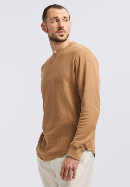 Buffalo David Bitton Kaleb Men's Long-Sleeve Crewneck Top color WOODSMOKE