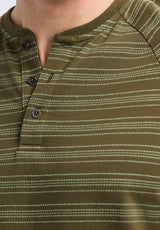 Buffalo David Bitton Klaus Men's Short-Sleeve Striped Henley Top color