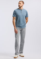 Buffalo David Bitton Klaus Men's Short-Sleeve Striped Henley Top color MIRAGE