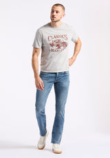 Buffalo David Bitton Trige Men's Graphic T-Shirt with Pickup Truck Print color HEATHER GREY