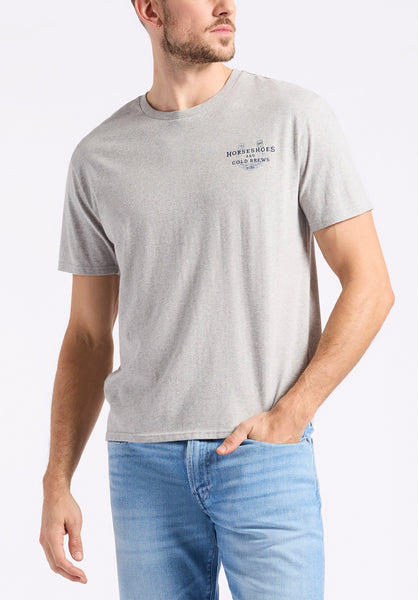 Buffalo David Bitton Tastrup Men's Graphic T-Shirt with Horseshoes Print color HEATHER GREY