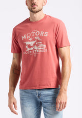 Buffalo David Bitton Trokes Men's Graphic T-Shirt with Motors Print color MINERAL RED