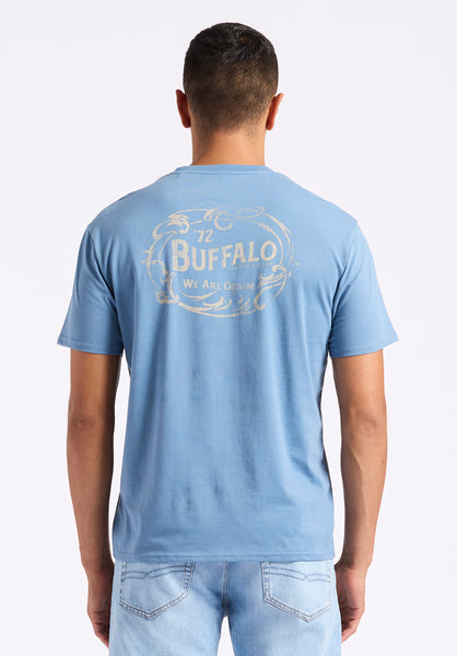 Buffalo David Bitton Tuffalo Men's Graphic T-Shirt with "Buffalo" Print color CORONET BLUE