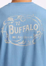 Buffalo David Bitton Tuffalo Men's Graphic T-Shirt with "Buffalo" Print color CORONET BLUE