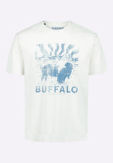 Buffalo David Bitton Tison Men's Graphic T-Shirt with Buffalo Print color MILK