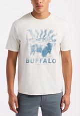 Buffalo David Bitton Tison Men's Graphic T-Shirt with Buffalo Print color MILK