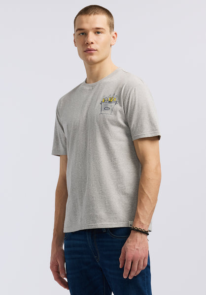 Buffalo David Bitton Thirsk Men's Graphic T-Shirt with Spirit of Summer Print color HEATHER GREY