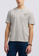 Buffalo David Bitton Thirsk Men's Graphic T-Shirt with Spirit of Summer Print color HEATHER GREY