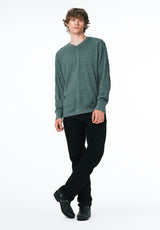 Kandid Men's Long-Sleeve Relaxed Henley Top color DARK FOREST