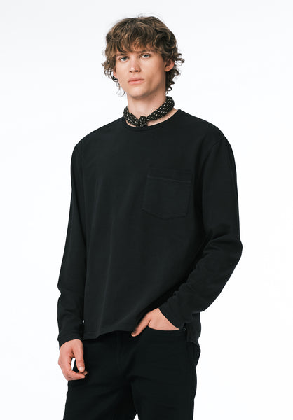 Kade Men's Long Sleeve Relaxed Pocket Top color BLACK