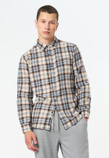 Simbio Men's Long-Sleeve Plaid Shirt color WOODSMOKE