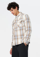 Samme Men's Long-Sleeve Relaxed Plaid Shirt color MILK