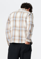 Samme Men's Long-Sleeve Relaxed Plaid Shirt color MILK