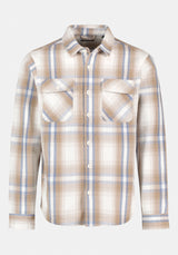 Samme Men's Long-Sleeve Relaxed Plaid Shirt color MILK