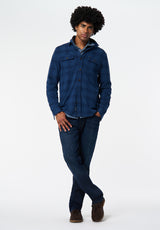 Samme Men's Long-Sleeve Plaid Blanket Shirt color MIDNIGHT BLUE