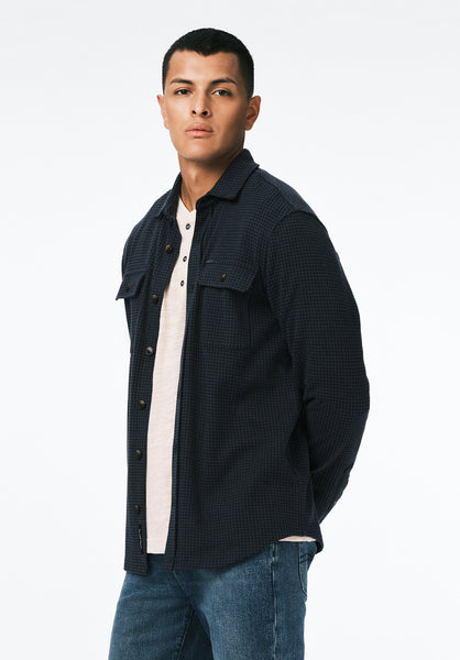 Samme Men's Long-Sleeve Plaid Blanket Shirt color MIDNIGHT BLUE