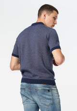 Walbert Men's Short-Sleeve Striped Sweater Polo color WHALE