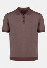 Walbert Men's Short-Sleeve Striped Sweater Polo color CHOCOLATE BROWN