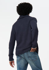 Wendell Men's Textured Shawl Collar Relaxed Cardigan color WHALE