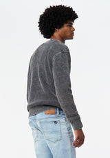 Washy Men's Textured Knit Crewneck Sweater color BLACK