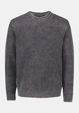 Washy Men's Textured Knit Crewneck Sweater color BLACK