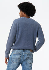 Washy Men's Textured Knit Crewneck Sweater color WHALE
