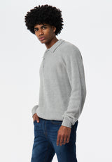 Warren Men's Long-Sleeve Relaxed Sweater Polo color HEATHER GREY