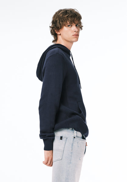 Wilbur Men's Knit Hoodie with Kangaroo Pocket color WHALE