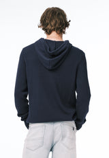 Wilbur Men's Knit Hoodie with Kangaroo Pocket color WHALE