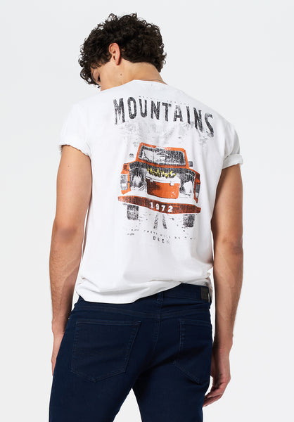 Tobin Men's Graphic T-Shirt with Truck and Beer Print color OPTIC WHITE