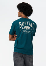 Tilden Men's Graphic T-Shirt with Buffalo and Rebel Soul Print color DEEP TEAL