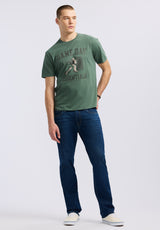 Buffalo David Bitton Titus Men's Graphic T-Shirt with Game Day Essentials Print color DARK FOREST