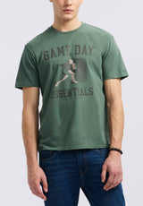 Buffalo David Bitton Titus Men's Graphic T-Shirt with Game Day Essentials Print color DARK FOREST