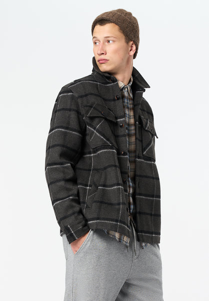 Jace Men's Plaid Shacket color CHARCOAL