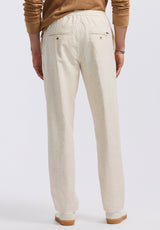Buffalo David Bitton Pilsen Men's Linen-Blend Straight-Leg Pull-On Pants color MILK