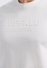 Buffalo David Bitton Tomba Men's Graphic T-Shirt with Raised Logo Print color WHITE