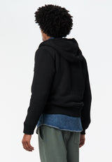 Fasox Men's Relaxed Full-Zip Hooded Jacket with Sherpa Lining color BLACK