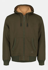 Fasox Men's Relaxed Full-Zip Hooded Jacket with Sherpa Lining color FERN