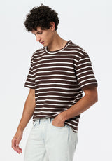 Kosta Men's Short-Sleeve Crewneck Striped Top color MILK
