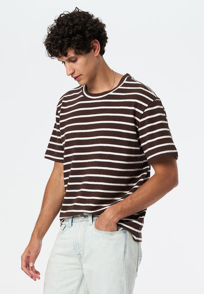 Kosta Men's Short-Sleeve Crewneck Striped Top color MILK