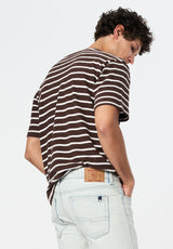 Kosta Men's Short-Sleeve Crewneck Striped Top color MILK